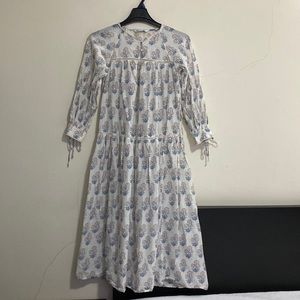 Zara Women Size S Peasant Style Floral Rayon Long Sleeve Maxi Dress